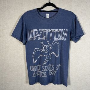 Led Zepplin Fantasy Activewear Mens Small Blue Crew Neck T Shirt USA 1977